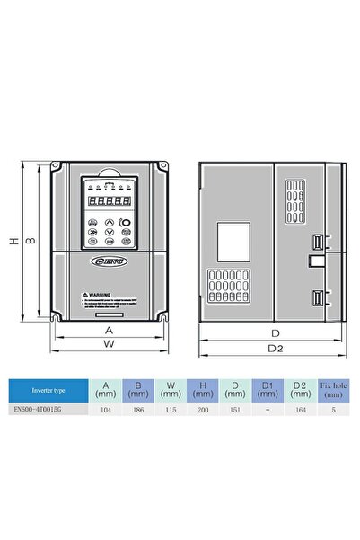 enc Convertor de frecvență trifazat EN600-4T0015G, 1,5 kW, 3,7 A