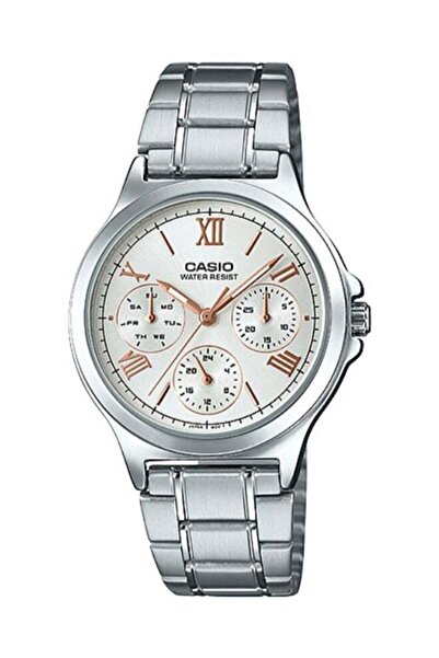 Casio Women's Stainless Steel Round Shape Analog Watch LTP-V300D-7A2UDF - 38 mm - Silver