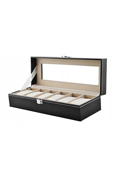 zola Cutie de depozitare pentru 6 ceasuri, - piele, perne moi, negru