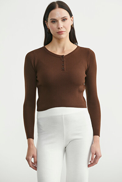 Sementa Fitilli Crop Triko Kazak - Kahve