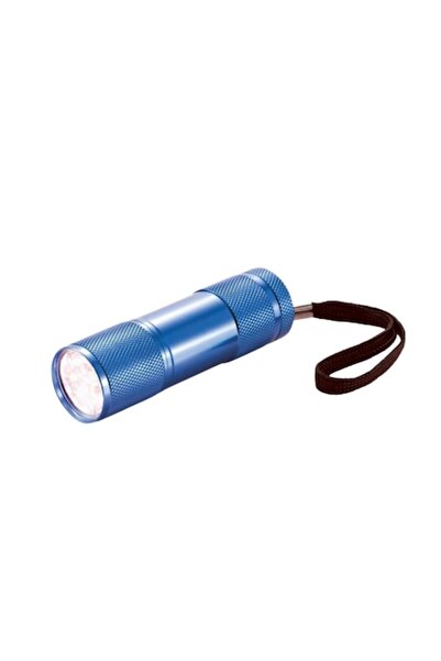 RONIC Quattro Flashlight, 9 white LEDs, aluminum body, 9 x 2.6 cm, 65 g, 3x AAA included, blue