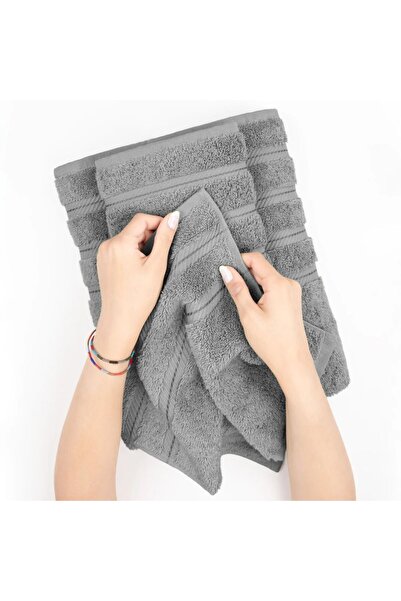 DAVEZA Set of 6 Premium Daveza Towels, 600 GSM, 100% Turkish Cotton, Light Grey