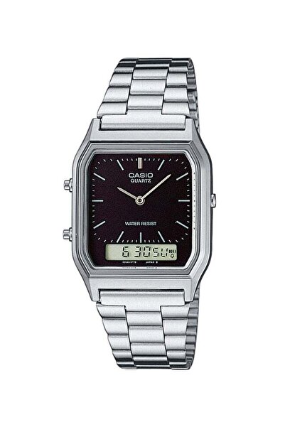 Casio ساعة رجالية من الفولاذ المقاوم للصدأ، تناظرية ورقمية، AQ-230A-1DMQYEF - 28 مم - فضية