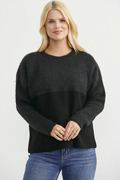 Sementa Oversize Yumuşak Dokulu Triko Kazak - Siyah