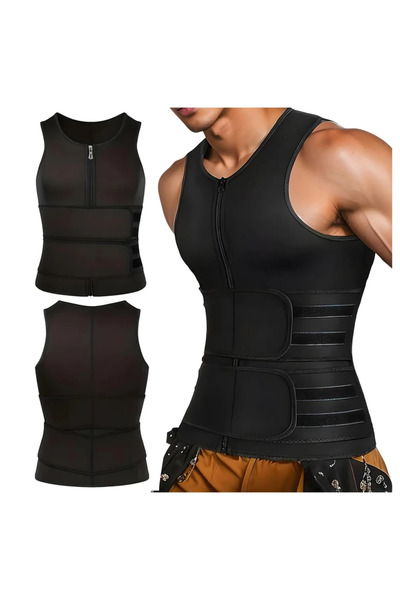 zola Men's neoprene fitness vest, sauna effect, with zipper, L, waist 86-91 c...
