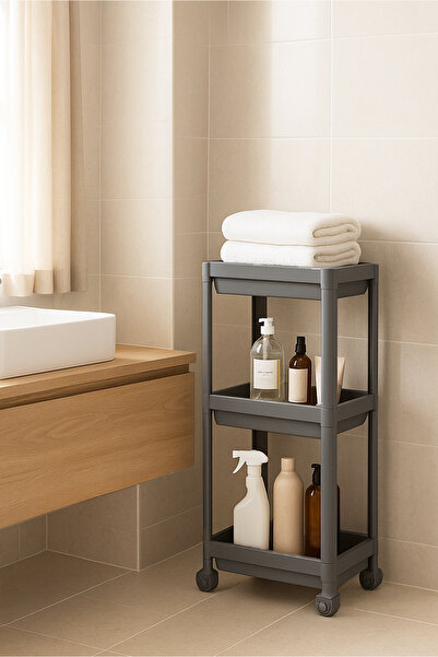 HOMİNG 3-Tier Rolling Multi-Purpose Bathroom & Kitchen Organizer Shelf