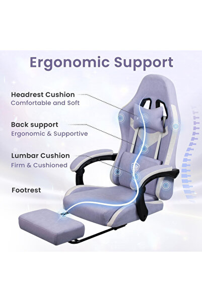 Gogoya Gaming Chair Ergonomic Reclining Office Computer Chair with Footrest (Purple)