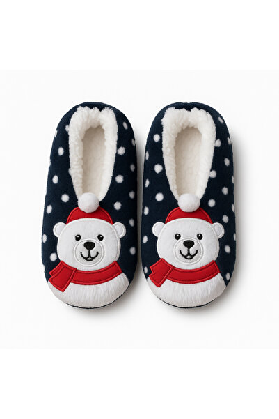 Z.T. Children's navy house slippers with bear