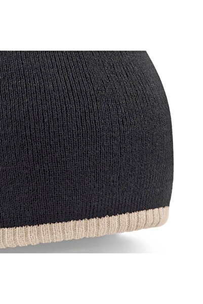 RONIC Two-Tone Knitted Beanie, Ronic, One Size, Unisex, Black/Beige