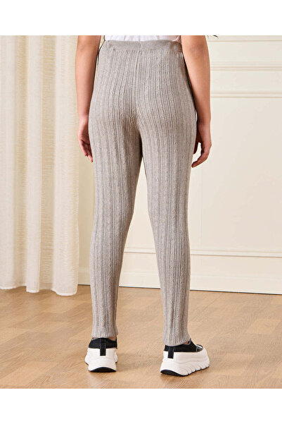 REDTAG Senior Girls Grey Cable Knit Leggings