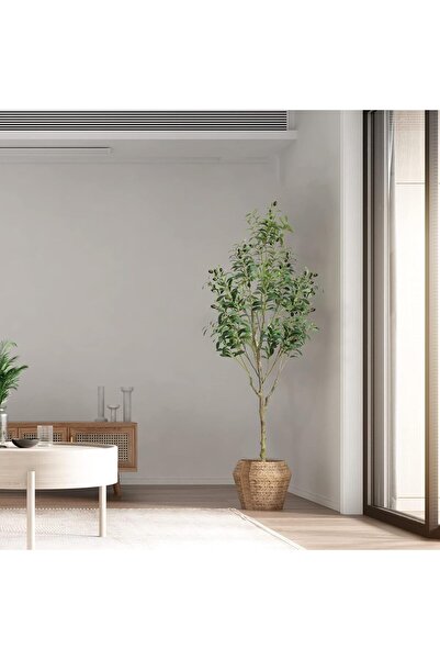 Zztcmp 180CM Artificial Olive Tree with a black pot with an attractive design,make your home more elegant
