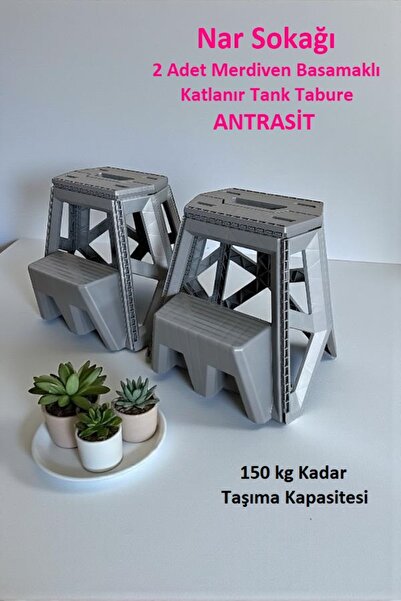 nar sokağı 2 Adet Merdiven Basamaklı Katlanabilir Tank Tabure