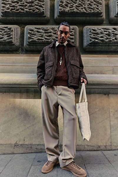 ablukaonline Мъжка яке с подплата от флис, кафяво