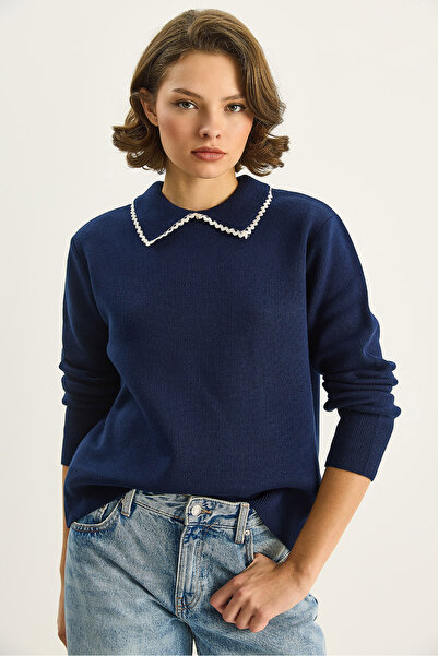 Bianco Lucci Women's Collar Lace Detailed Knitwear Sweater Tk251131 60283742