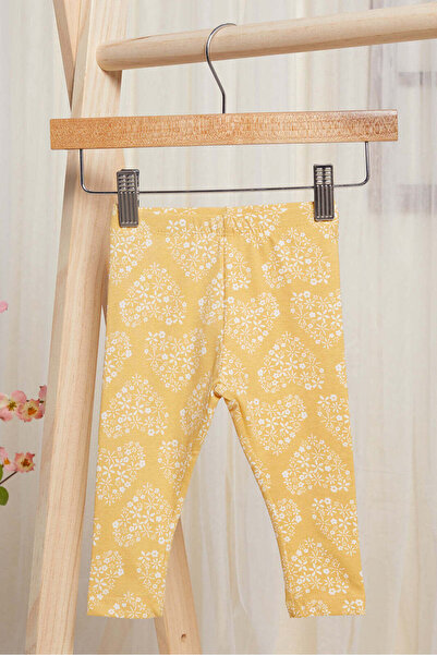 REDTAG Infant Girls Mustard Printed Leggings