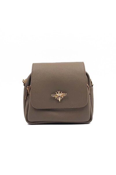 Posete Fagaras Simone Leather Purse - Dark Cream, 2 Compartments, 2 Pockets, Adjustable Strap 125 cm