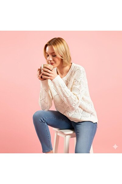 Lal Triko Lace-Like Knit Knitwear Bluse 11056