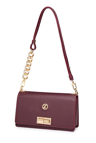 Zühre Claret Red Bag with Locking Buckle Detail Z0036
