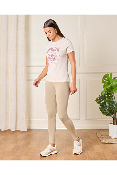 REDTAG Women Beige Long Length Leggings