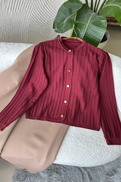 Poliyance Lale Burgundy Cardigan