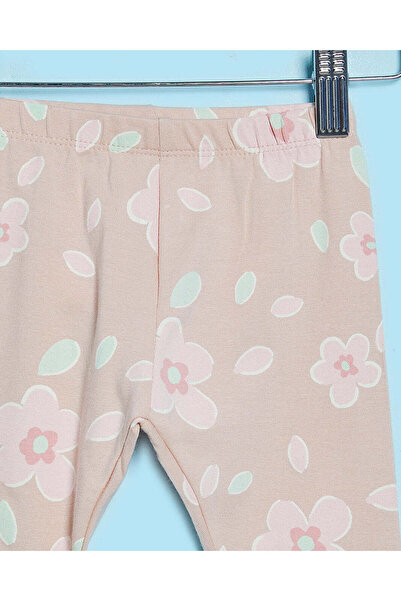 REDTAG Infant Girls Beige All Over Print Leggings