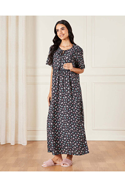 REDTAG قميص نوم نسائي أسود مطبوع