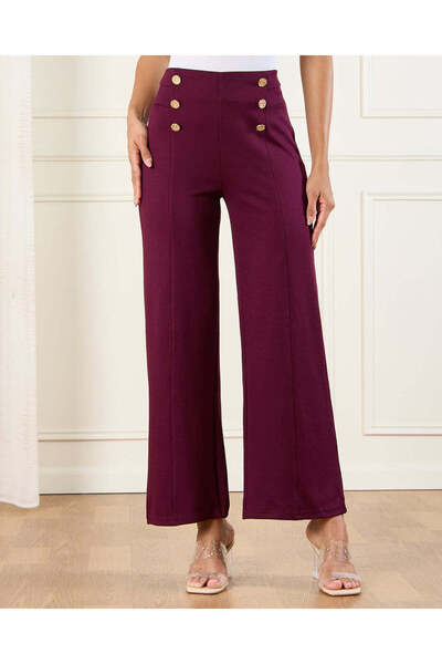 REDTAG Women Burgundy Flared Ponte Leggings