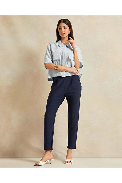 REDTAG Women Navy With Drawcord Leggings