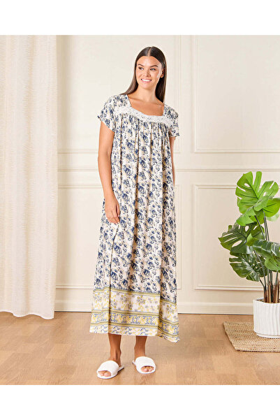 REDTAG Women Multicolour Short Sleeved Print Nightgown