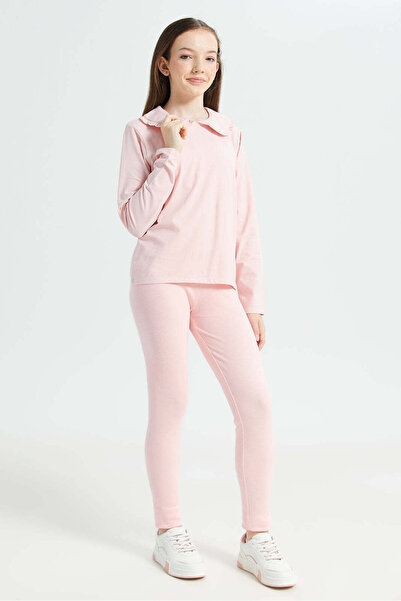 REDTAG Senior Girls Pink Ribbed Leggings