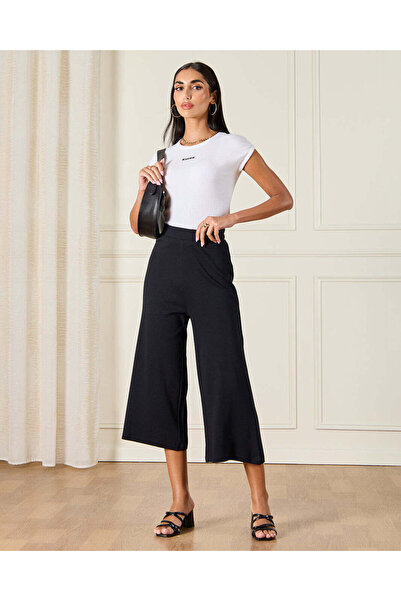 REDTAG Women Black Cropped Leggings