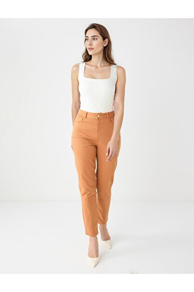 Jimmy Key Карамель Висока талія Нормальний крій Ткані штани