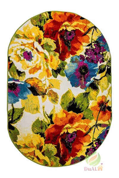 Dualhome Rug Friese Multicolor, 70x100 cm, Floral - 70x100 cm, oval, Multicolor