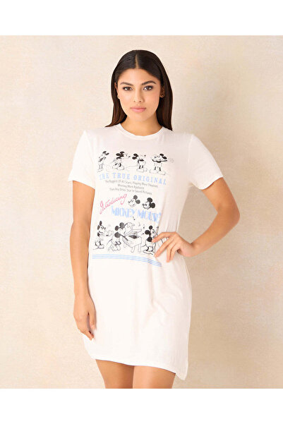 REDTAG قميص نوم نسائي أبيض بطبعة ميكي ماوس
