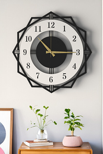 LUPOKRAFT Ev Hediyesi Modern Dekoratif Duvar Saati Siyah Beyaz Duvar Dekoru A...