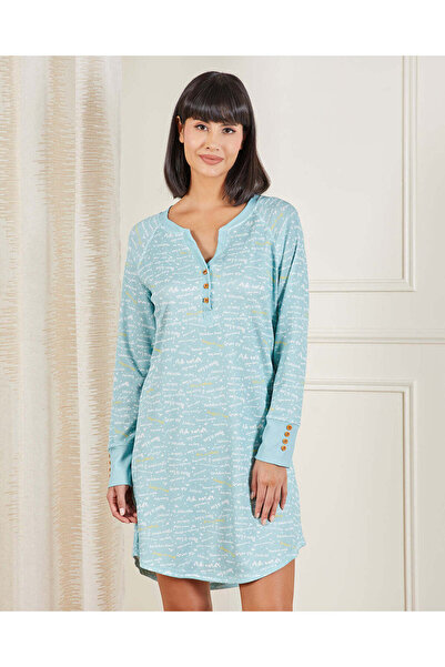 REDTAG قميص نوم نسائي مطبوع باللون الأزرق المخضر