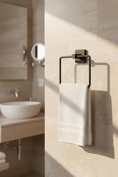 Sas Haus Siyah Kare Havluluk – Kare Topuzlu, (Yapıştır/Vidala) Montajlı Dayan...