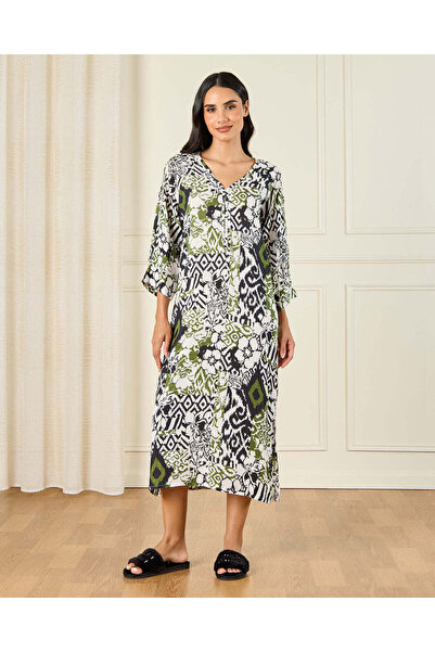 REDTAG Women Multicolour Allover Printed Kaftan Nightgown