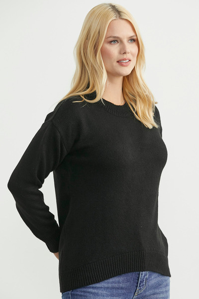 Sementa Oversized Front Verev Knitwear Sweater - Black