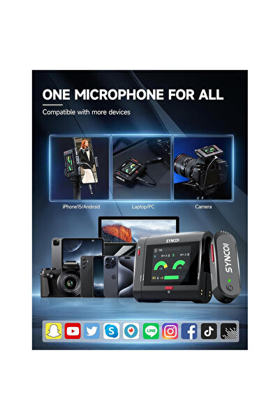 SYNCO Σετ 2 ασύρματων μικροφώνων πέτου 2,4 GHz με δέκτη αφής 2"