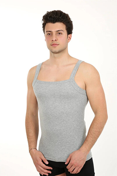 alfa expres Clothing Men's Thick Strap Stretch Fabric Undershirt Gray