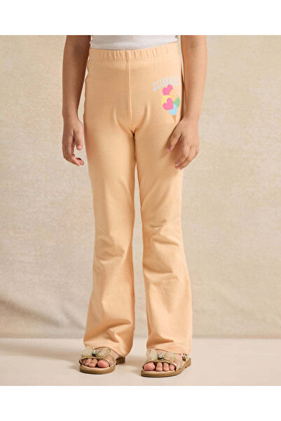 REDTAG Girls Orange Printed Leggings