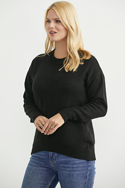 Sementa Oversized Front Verev Knitwear Sweater - Black