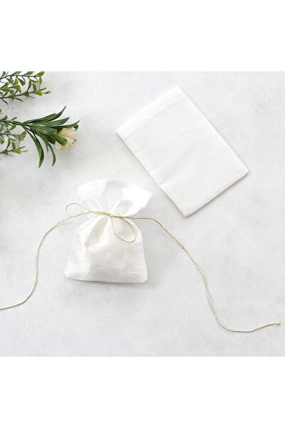 Bimotif White Ottoman Silk Pouch, 10X15 cm 10 Pieces