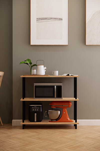 Phobia Döndür Tak Modüler 3 Raflı Kahve Köşesi Çok Amaçlı Mutfak Rafı, Kolay Kurulumlu Raf Sistemi