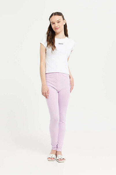 REDTAG Senior Girls Purple Basic Leggings
