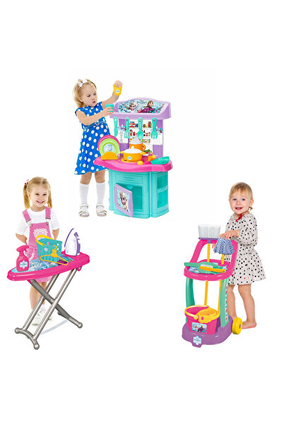 Cici Oyuncak Kız Çocuk Eğitici Evcilik Mega Oyun Seti Şef Mutfak Ütü Temizlik...