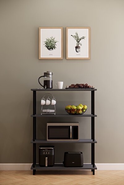 Phobia Döndür Tak Modüler 4 Raflı Kahve Köşesi Çok Amaçlı Mutfak Rafı, Kolay Kurulumlu Raf Sistemi