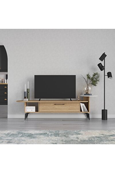 Mourah Home Mourah Ada Tv Stand Up To 60 Inches - Oak/White Marble