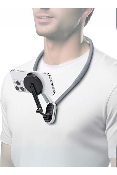 TELESIN حامل هاتف مغناطيسي للرقبة - حامل POV Vlog بدون استخدام اليدين (أبيض)